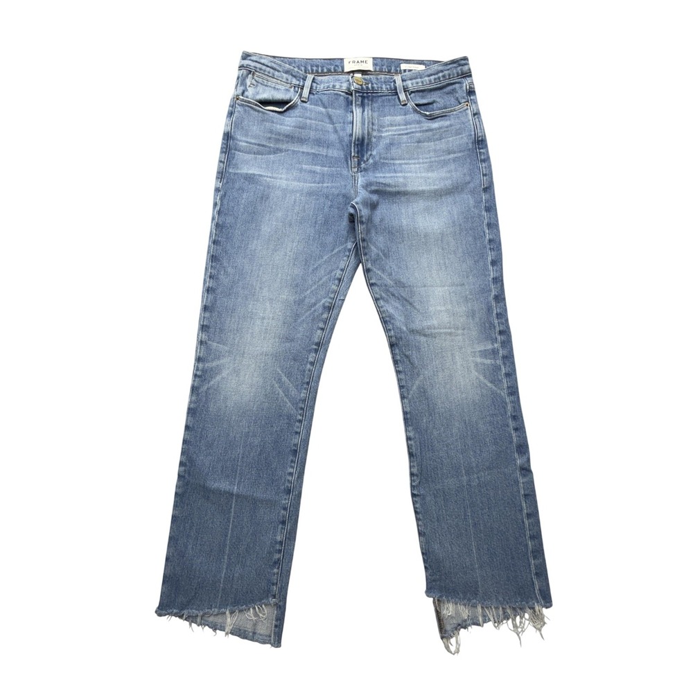 FRAME Jeans Womens 30x25.5 Blue Le High Straight High Rise Raw Hem Stretch